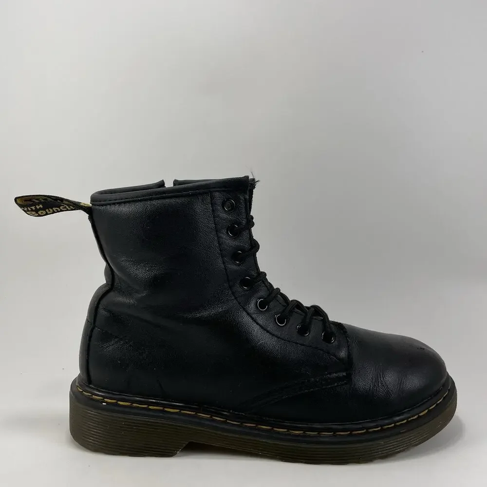 Dr Martens Docs 1460 J Combat Boots Little Girls Size 3 Black Leather Lace Up